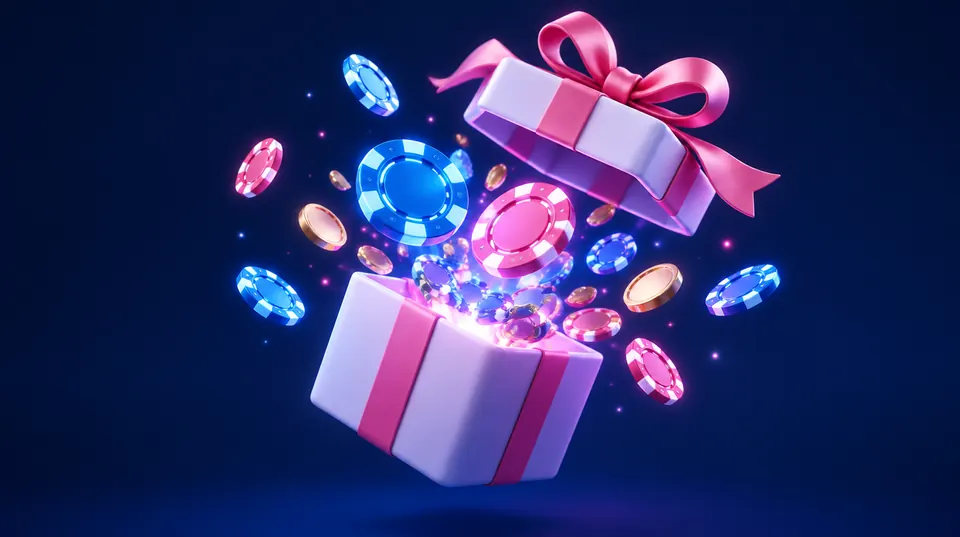 Slotser bonus – presentask med casinomarker och mynt